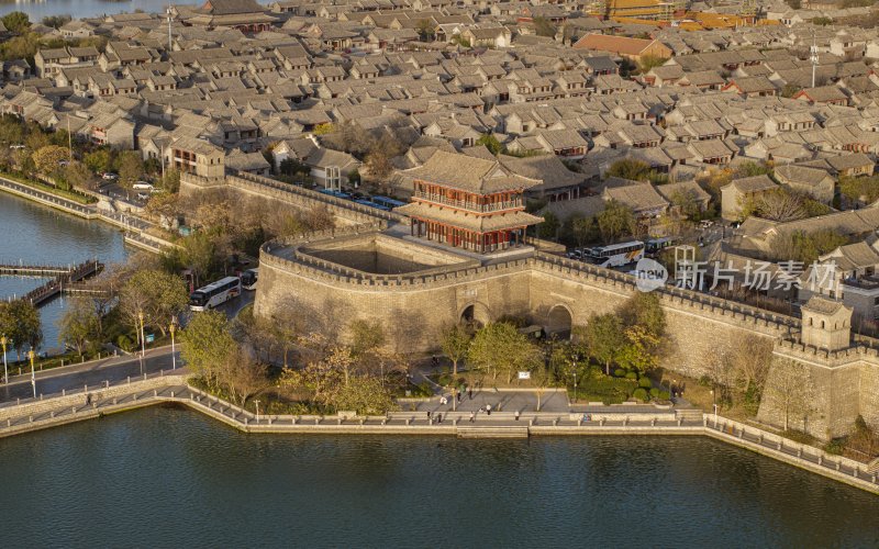 山东省聊城市东昌府区聊城古城航拍