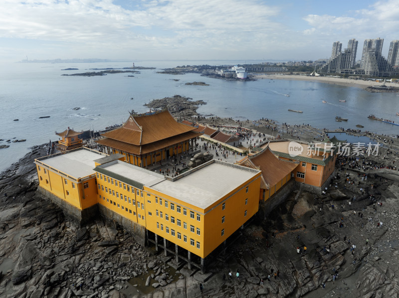 福建泉州石狮洛伽寺妈祖庙古建筑寺庙航拍