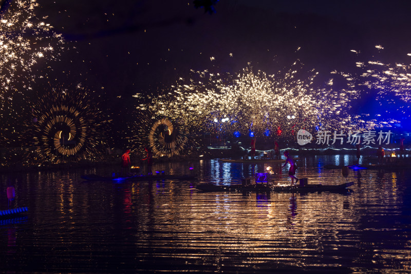 南京珍珠泉打铁花非遗民俗烟花节日过年