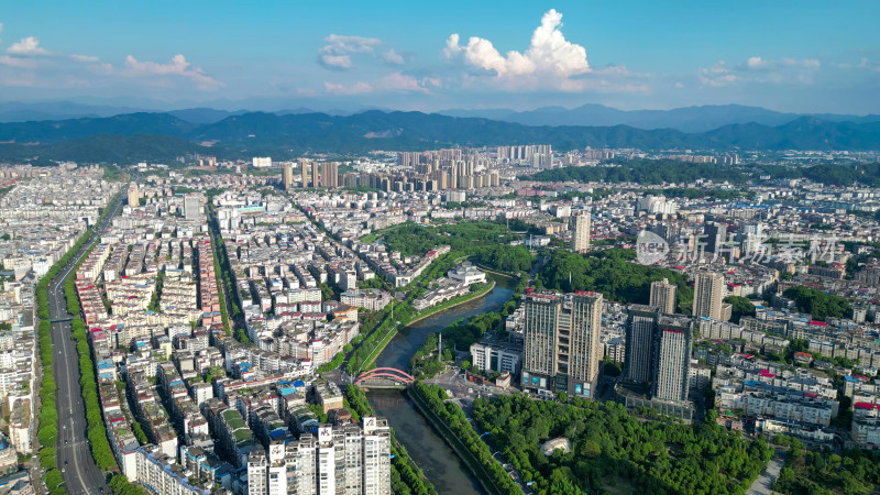 航拍江西萍乡城市天际线萍乡大景