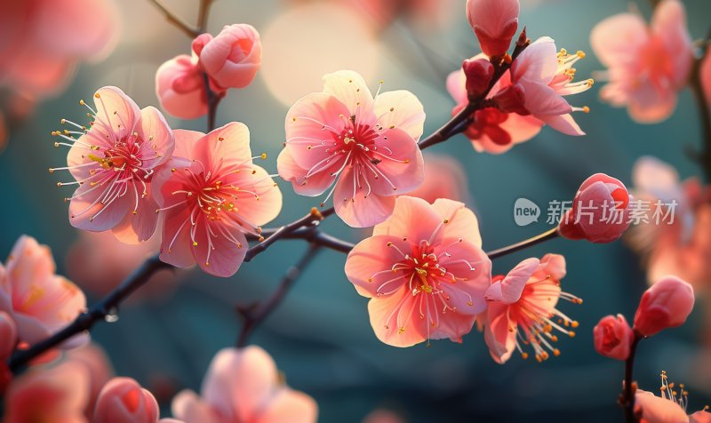 梅花盛开初春花朵清新淡雅高清背景