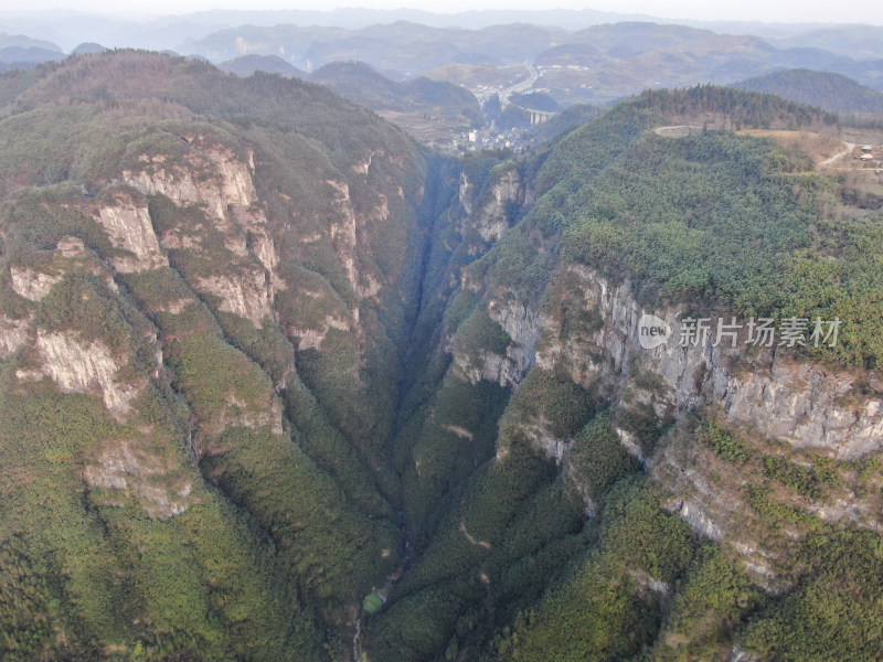 湖南湘西矮寨奇观 A景区航拍摄影图