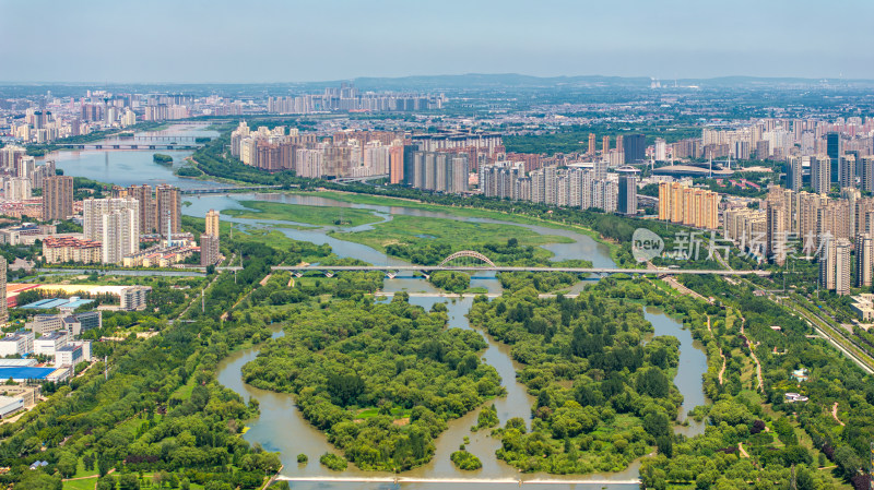 河南洛阳城市天际线楼房建筑航拍