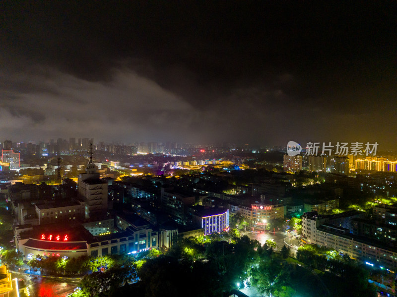 甘肃张掖夜景灯光航拍图