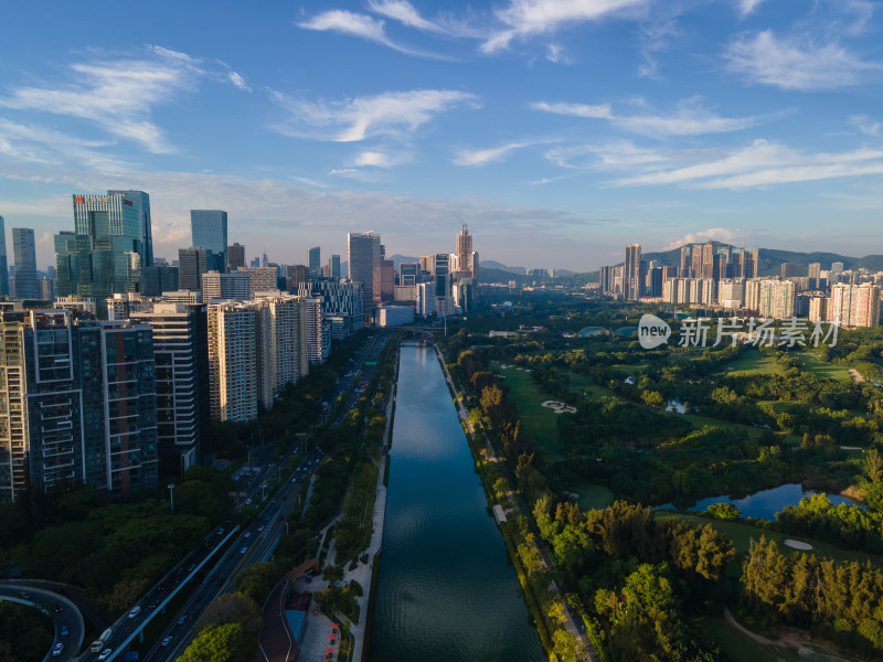 航拍广东深圳南山沙河高尔夫球场