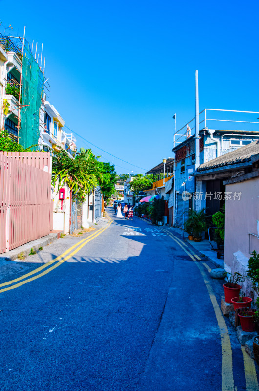 香港石澳渔村民宅民居与街道街区道路