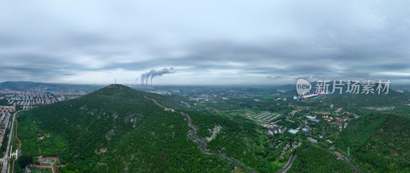 城市山峦全景峄城仙坛山