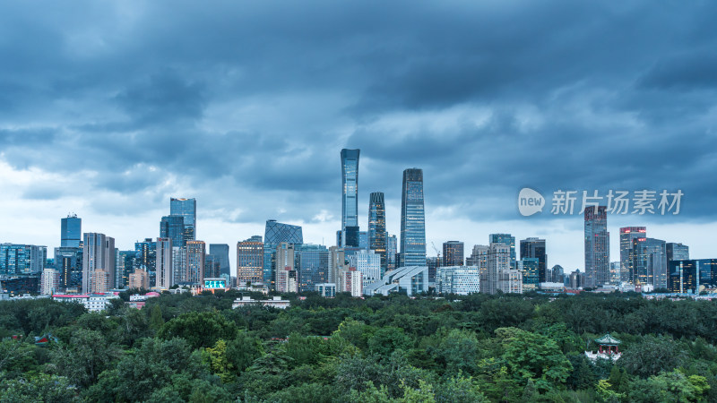 北京阴云下的城市森林高楼全景