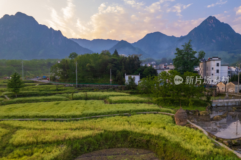 乡村田野与远山风景