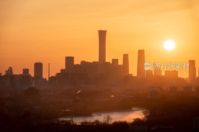 北京日出 国贸 城市风光