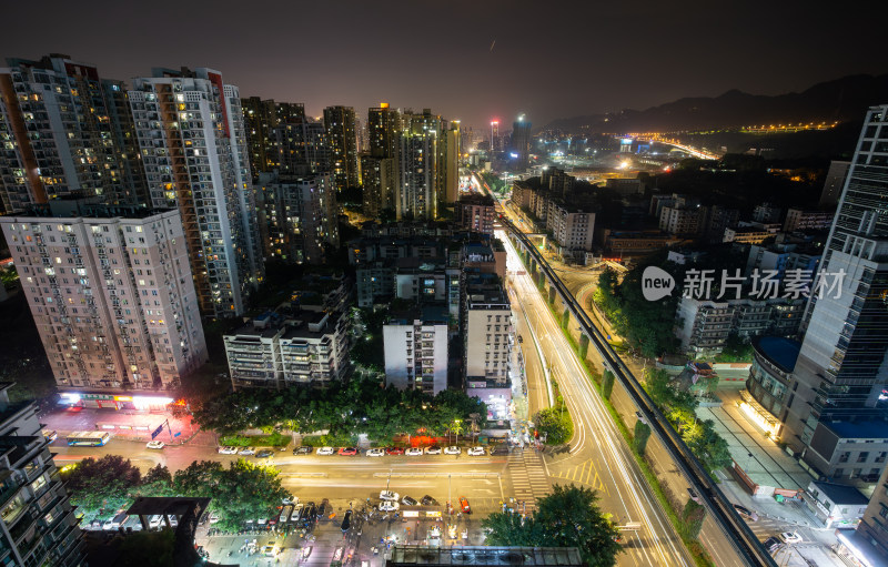 重庆都市夜色车流如织