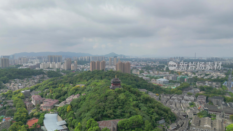 航拍江苏镇江西津渡历史文化街区云台阁