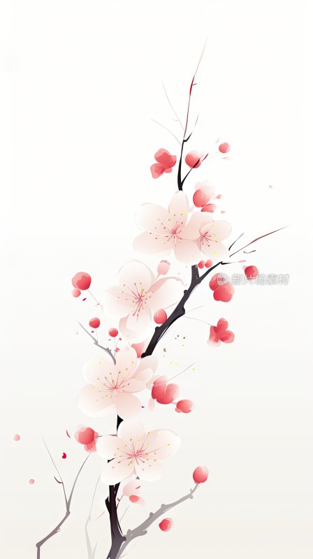 简约中国风梅花插画背景