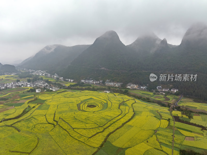 贵州黔西南布依族苗族万峰林油菜花高空航拍