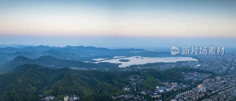 杭州西湖与钱塘江全景风光