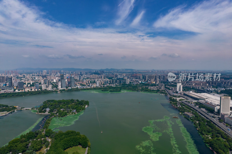 江苏南京玄武湖城市风光航拍摄影图