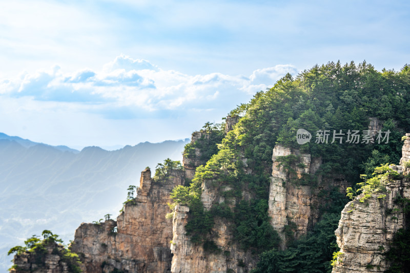 中国湖南张家界景区奇特山峰与茂密森林