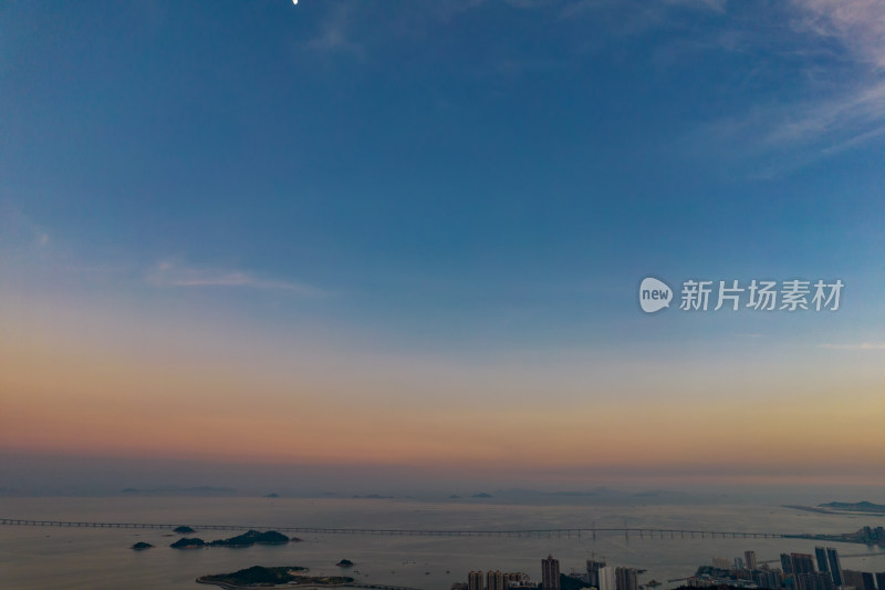 广东珠海城市晚霞航拍摄影图