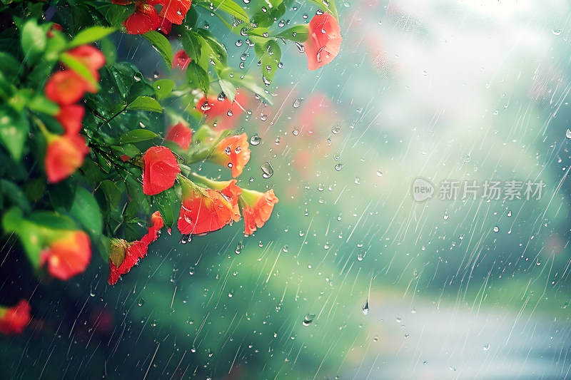 自然风景植物背景雨水