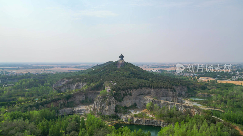 航拍河南商丘大汉雄风景区刘邦像