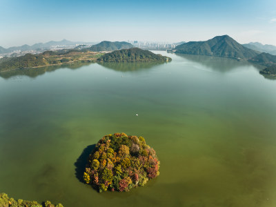 航拍临安青山湖