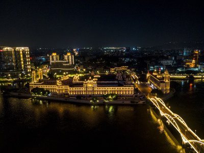 福建福州城市夜景灯光航拍摄影图