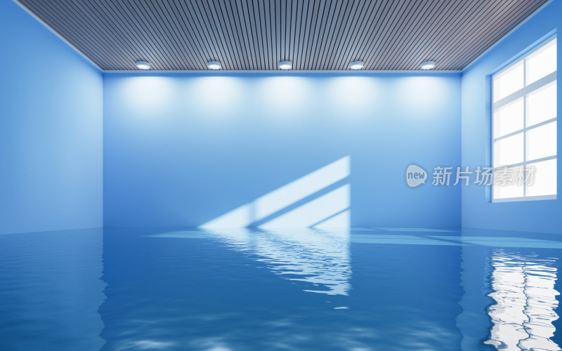 空房间与水面3D渲染