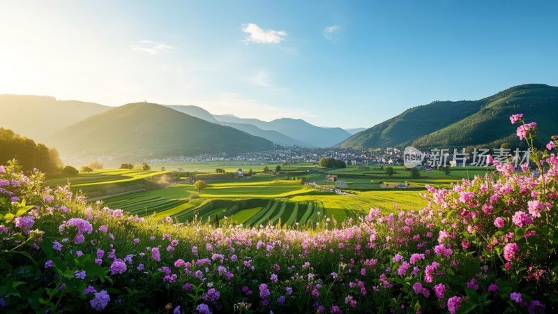 春暖花开美丽乡村 大场景