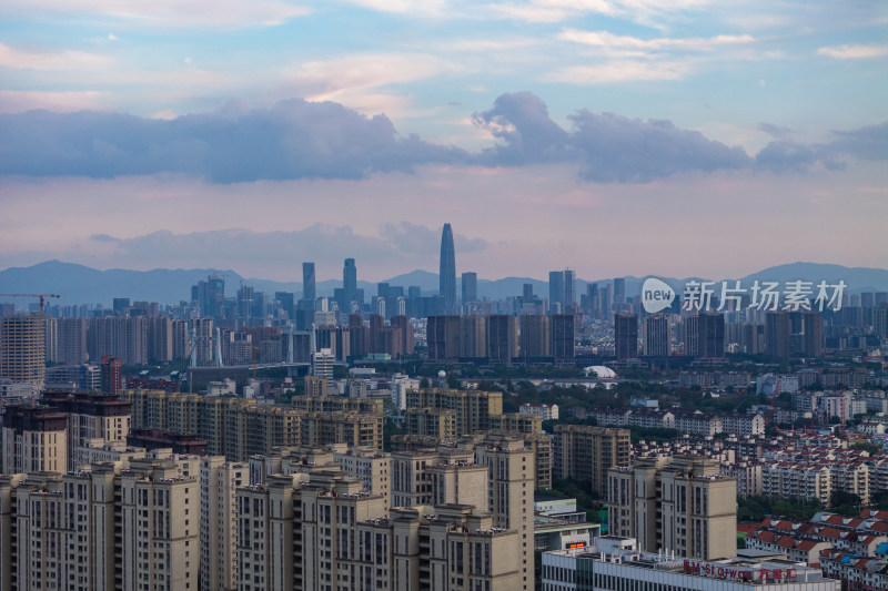 宁波城市江北湾头航拍夜景