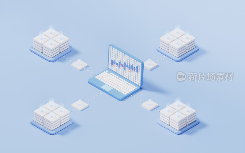 上升曲线与数据分析概念3D渲染