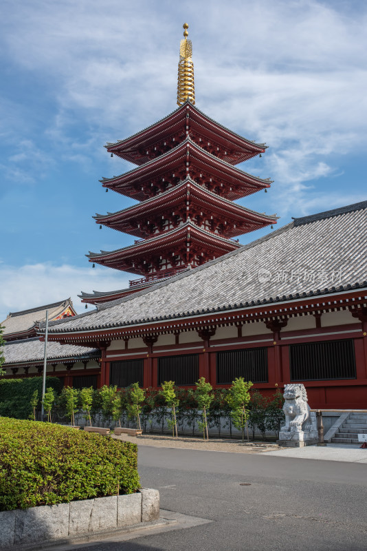 日本东京浅草寺五重塔历史建筑风光