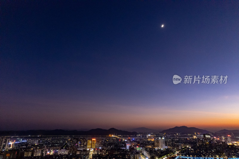 广东肇庆星湖景区夜景晚霞航拍摄影图