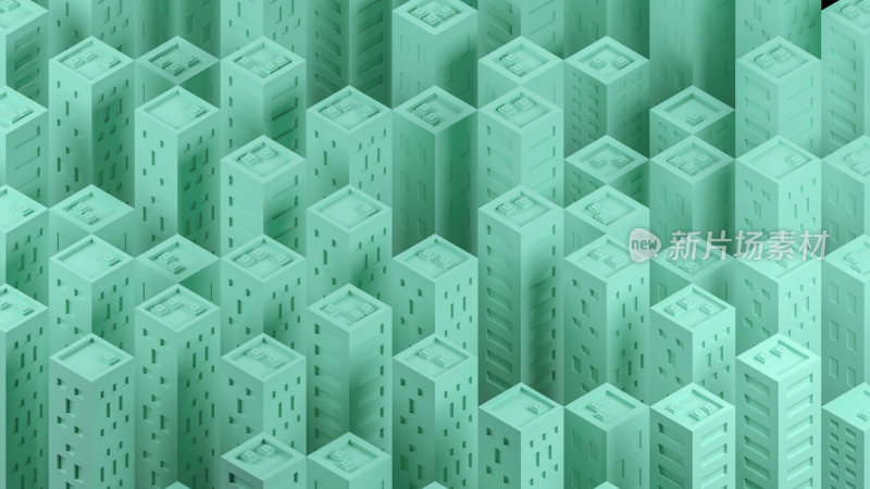 3D立方体抽象建筑群