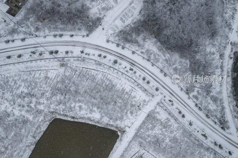 江西九江冬季雪景田园风光乡村风景航拍