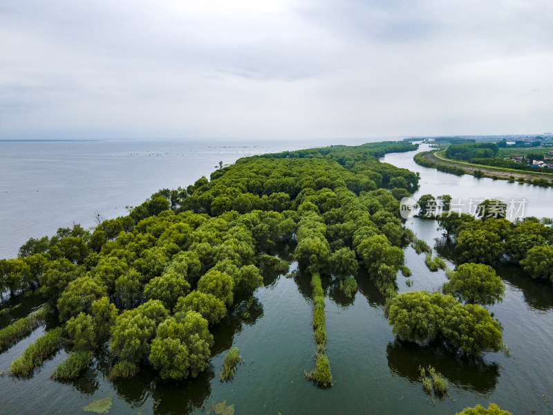 湖南岳阳洞庭湖风光航拍