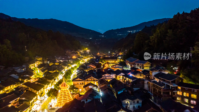 贵州肇兴侗寨夜景航拍