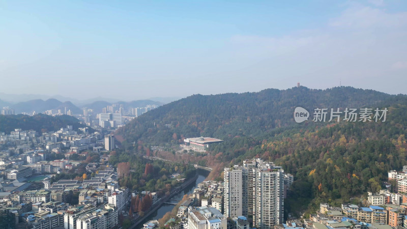 航拍贵州遵义大景遵义城市风光