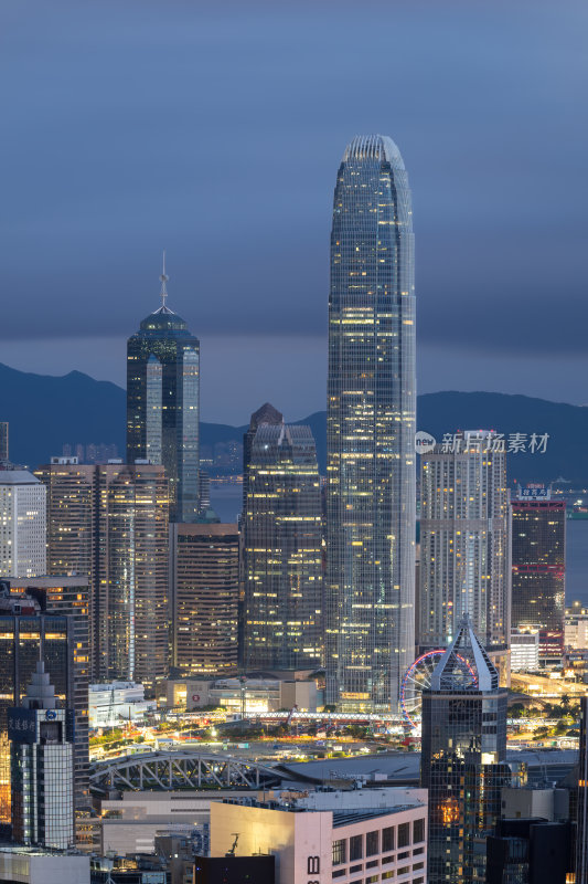 香港维多利亚港CBD中环夜景