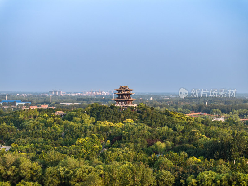 丛林中古建筑的高空俯瞰景象