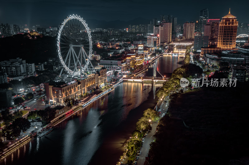 航拍中山摩天轮夜景