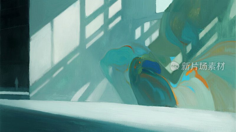 室内光影抽象绘画场景