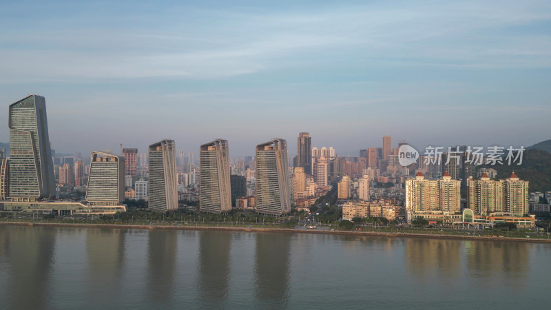 航拍广东珠海城市建设地标建筑