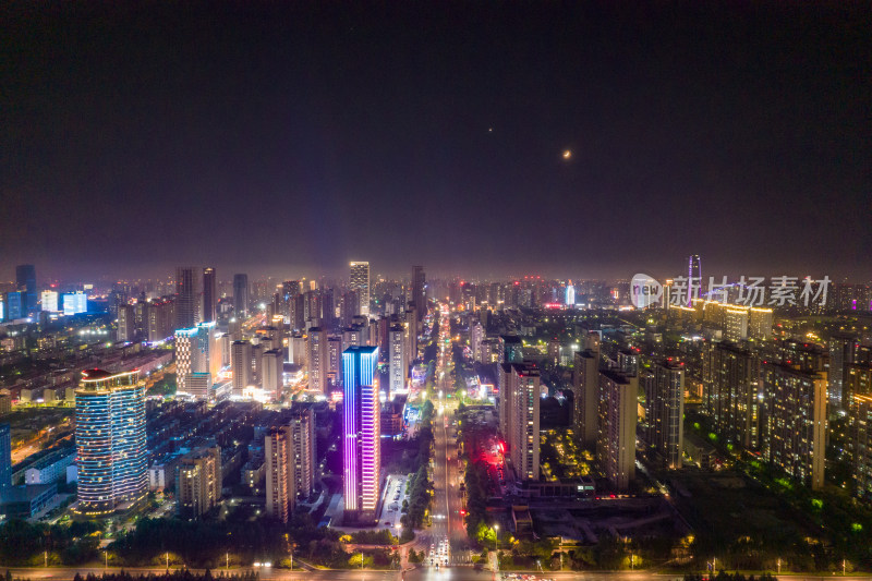 山东日照城市夜景灯光航拍摄影图