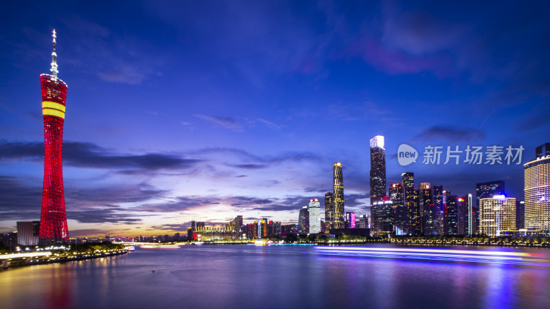 广州天河珠江新城城市珠江夜景