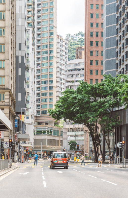 中国香港湾仔区道路交通街景