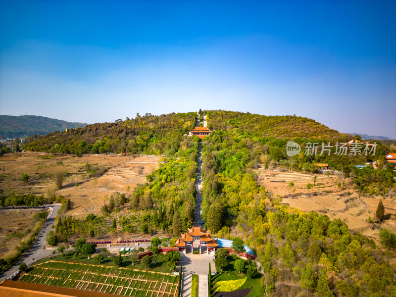 云南红河州弥勒市锦屏山4a景区航拍摄影图