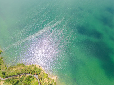 航拍视角下的阳宗海湿地公园