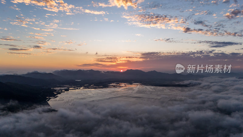 惠州观音山-山间风力发电场云海日落