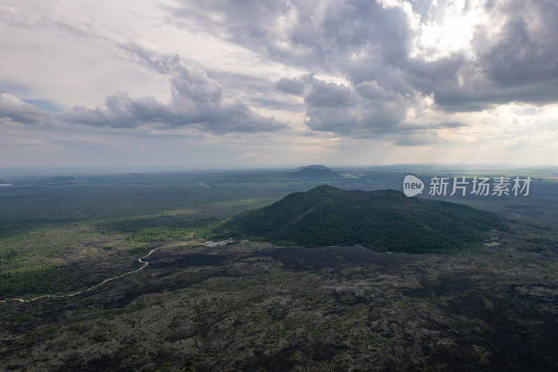 黑龙江黑河市五大连池火山群全景航拍