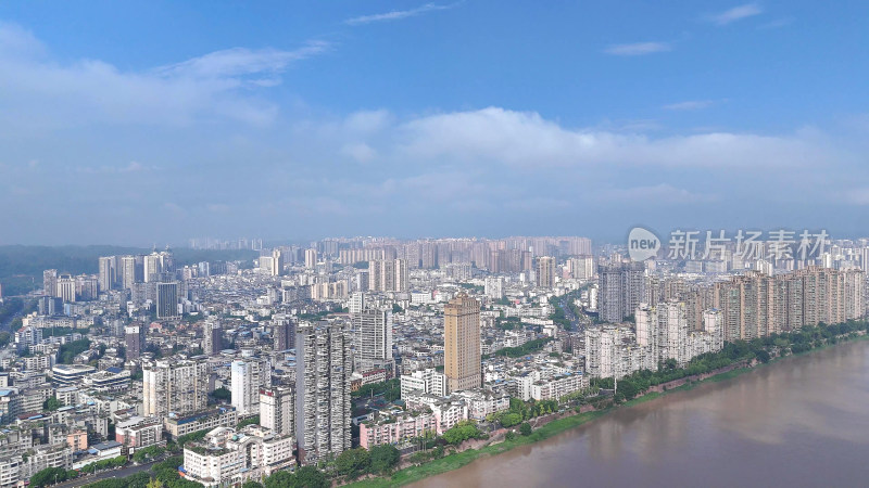 航拍四川乐山城市建设乐山大景